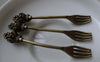 Accessories - 10 Pcs Antique Bronze Crown Forks Pendants Charms 8x60mm A6518