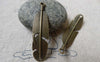 Accessories - 10 Pcs Antique Bronze Curved Feather Connector Bracelet Charms 11x45mm A6634