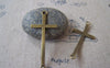 Accessories - 10 Pcs Antique Bronze Curved Sideways Cross Bracelet Connectors Charms 21x52mm A4331