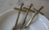 Accessories - 10 Pcs Antique Bronze Curved Sideways Cross Bracelet Connectors Charms 21x52mm A4331
