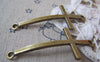 Accessories - 10 Pcs Antique Bronze Curved Sideways Cross Bracelet Connectors Charms 21x52mm A4331