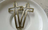Accessories - 10 Pcs Antique Bronze Filigree Curved Sideways Cross Bracelet Connectors Charms 27x53mm A6205