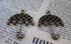 Accessories - 10 Pcs Antique Bronze Filigree Umbrella Pendants Charms 28x39mm A2050