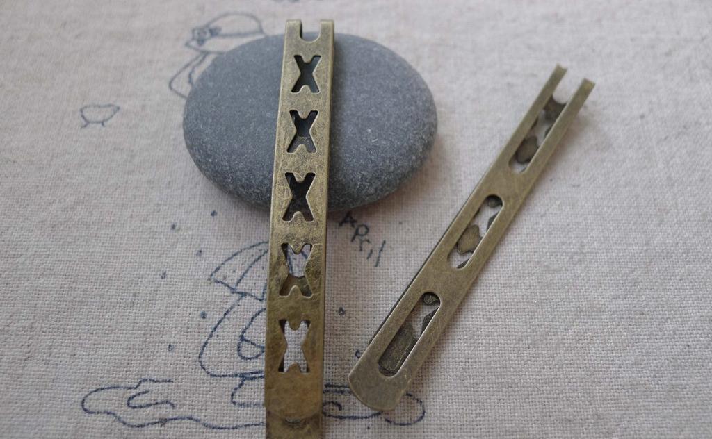 Accessories - 10 Pcs Antique Bronze Filigree X Bobby Pin Hair Clips 53mm A7525