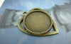 Accessories - 10 Pcs Antique Bronze Heart Shaped Round Cameo Base Settings Match 18mm Cabochon A5876