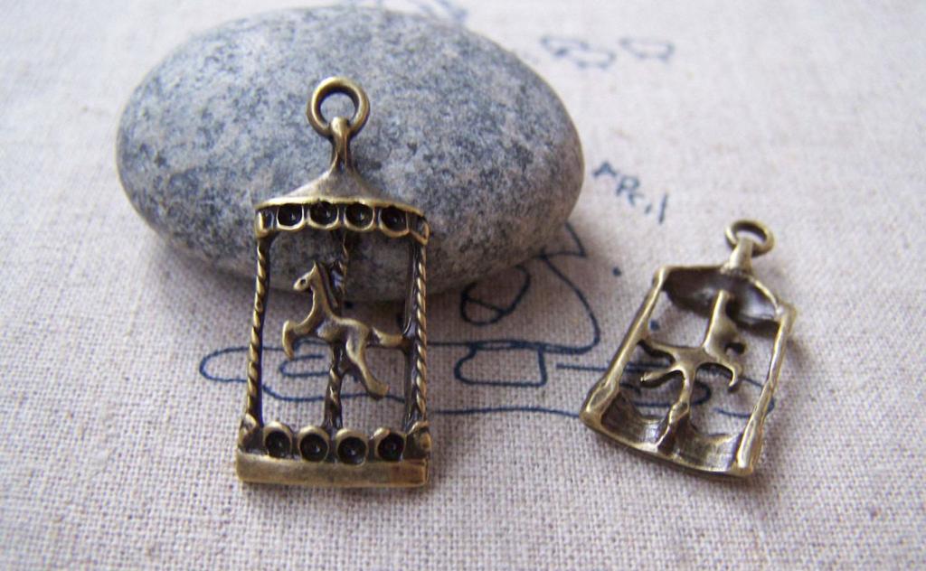 Accessories - 10 Pcs Antique Bronze Merry Go Round Carousel Charms 14x32mm A3429