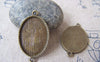 Accessories - 10 Pcs Antique Bronze Oval Base Bezel Pendant Connectors Match 18x25mm Cameo A3580