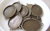Accessories - 10 Pcs Antique Bronze Oval Base Bezel Pendant Connectors Match 18x25mm Cameo A3580