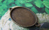 Accessories - 10 Pcs Antique Bronze Oval Base Bezel Pendant Connectors Match 18x25mm Cameo A3580