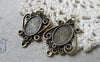 Accessories - 10 Pcs Antique Bronze Oval Cameo Cabochon Base Settings Connector Match 10x14mm Cabochon A6325
