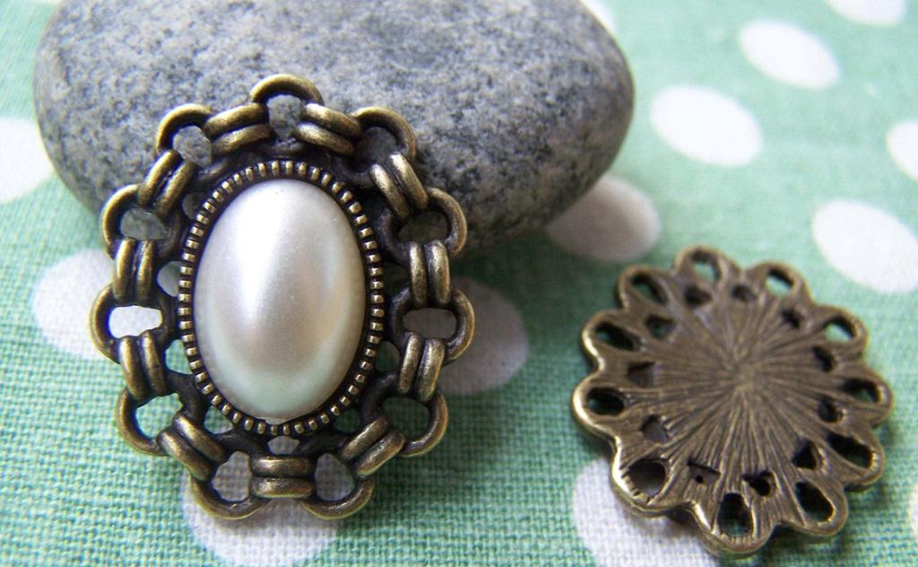 Accessories - 10 Pcs Antique Bronze Oval Cameo Cabochon Base Settings Match 10x14mm Cabochon A2735