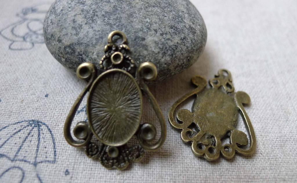 Accessories - 10 Pcs Antique Bronze Oval Cameo Cabochon Base Settings Match 10x14mm Cabochon A6131