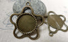Accessories - 10 Pcs Antique Bronze Plum Flower Shaped Round Cameo Base Settings Match 18mm Cabochon A5888
