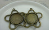 Accessories - 10 Pcs Antique Bronze Plum Flower Shaped Round Cameo Base Settings Match 18mm Cabochon A5888