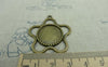 Accessories - 10 Pcs Antique Bronze Plum Flower Shaped Round Cameo Base Settings Match 18mm Cabochon A5888