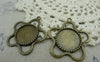 Accessories - 10 Pcs Antique Bronze Plum Flower Shaped Round Cameo Base Settings Match 18mm Cabochon A5888