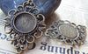 Accessories - 10 Pcs Antique Bronze Round Base Setting Bezel Pendant Connectors Match 18mm Cab A3516