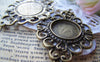 Accessories - 10 Pcs Antique Bronze Round Base Setting Bezel Pendant Connectors Match 18mm Cab A3516