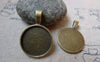 Accessories - 10 Pcs Antique Bronze Round Pendant Tray Bezel Base Settings Match 18mm Cabochon A6079