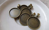 Accessories - 10 Pcs Antique Bronze Round Pendant Tray Bezel Base Settings Match 18mm Cabochon A6079
