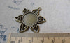 Accessories - 10 Pcs Antique Bronze Sunflower Base Settings Pendant Match 16mm Cabochon A6081