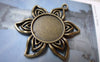 Accessories - 10 Pcs Antique Bronze Sunflower Base Settings Pendant Match 16mm Cabochon A6081