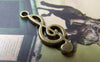 Accessories - 10 Pcs Antique Bronze Treble Clef Flat Music Note Charms 10x26mm A3442