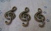 Accessories - 10 Pcs Antique Bronze Treble Clef Music Note Charms 15x33mm A1694