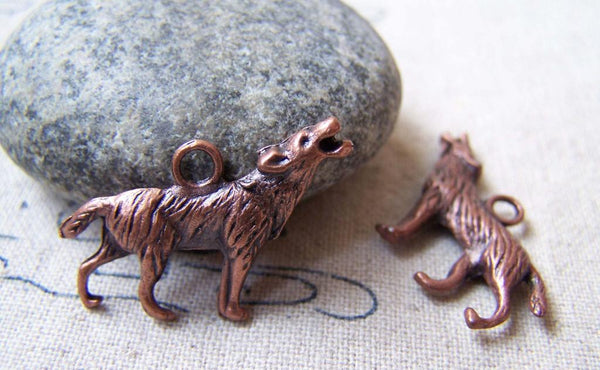 Accessories - 10 Pcs Antique Copper Wolf Howling Charms Pendants  20x26mm A5664