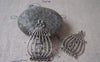 Accessories - 10 Pcs Antique Silver Bird Filigree Cage Charms Pendants 20x33mm A5312