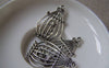 Accessories - 10 Pcs Antique Silver Bird Filigree Cage Charms Pendants 20x33mm A5312