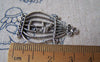 Accessories - 10 Pcs Antique Silver Bird Filigree Cage Charms Pendants 20x33mm A5312