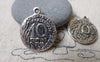 Accessories - 10 Pcs Antique Silver Coin Round Charms Double Sided 19mm A7242