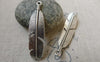 Accessories - 10 Pcs Antique Silver Curved Feather Connector Bracelet Charms 11x45mm A6454