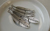 Accessories - 10 Pcs Antique Silver Curved Feather Connector Bracelet Charms 11x45mm A6454