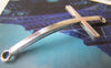 Accessories - 10 Pcs Antique Silver Curved Sideways Cross Bracelet Connectors Charms 21x52mm A4562