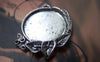 Accessories - 10 Pcs Antique Silver Leaf Round Cameo Base Settings Match 20mm Cab A4958
