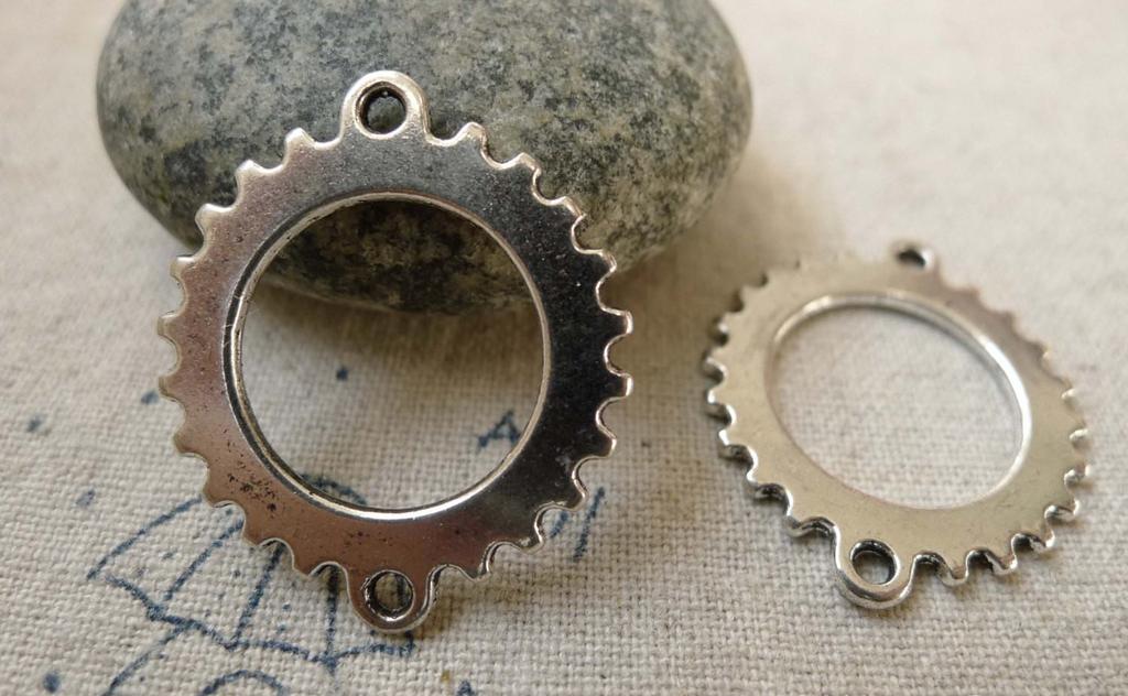 Accessories - 10 Pcs Antique Silver Mechanical Watch Movement Gear Charms Connectors 24x28mm A6296