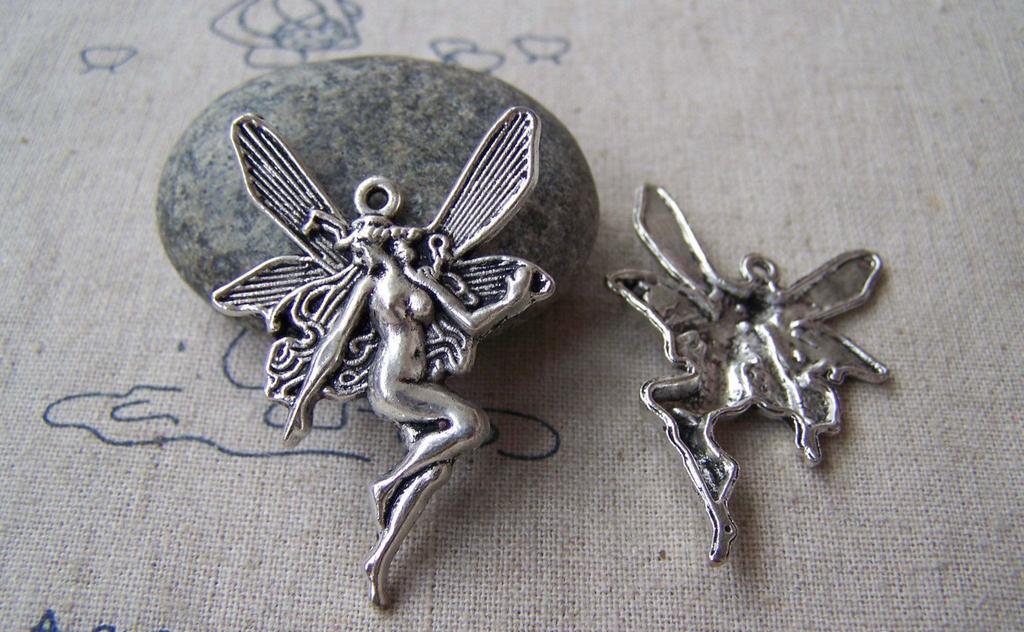 Accessories - 10 Pcs Antique Silver Naked Fairy Charms Size 29x43mm A1966