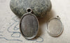 Accessories - 10 Pcs Antique Silver Oval Cameo Bezel Base Settings Double Sided Match 13.5x19mm Cameo A6395