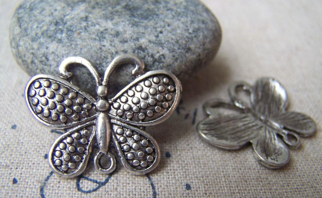 Accessories - 10 Pcs Antique Silver Pewter Butterfly Charms 20x25mm A791