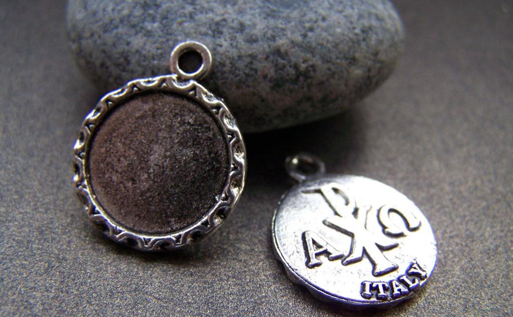 Accessories - 10 Pcs Antique Silver Round Cameo Base Settings Match 15mm Cab A1776