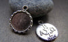 Accessories - 10 Pcs Antique Silver Round Cameo Base Settings Match 15mm Cab A1776