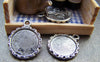 Accessories - 10 Pcs Antique Silver Round Cameo Base Settings Match 15mm Cab A1776