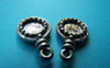Accessories - 10 Pcs Antique Silver Round Mirror Cameo Base Pendants 12x20mm A2870