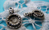 Accessories - 10 Pcs Antique Silver Round Mirror Cameo Base Pendants 12x20mm A2870