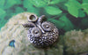 Accessories - 10 Pcs Antique Silver Textured Owl Head Charms 14x22mm A4328