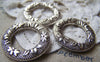 Accessories - 10 Pcs Antique Silver Thick Flower Rings Double Sided 25mm A3042
