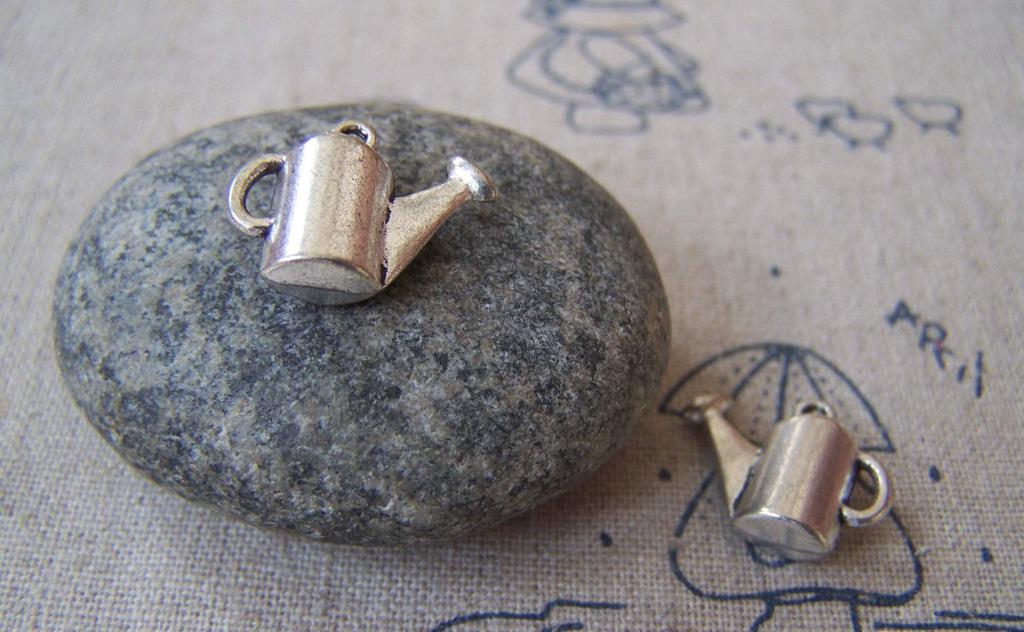 Accessories - 10 Pcs Antique Silver Watering Pot Charms 13x16mm A4349