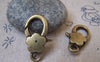 Accessories - 10 Pcs Antiqued Bronze Flower Lobster Clasps 13x27mm A2260